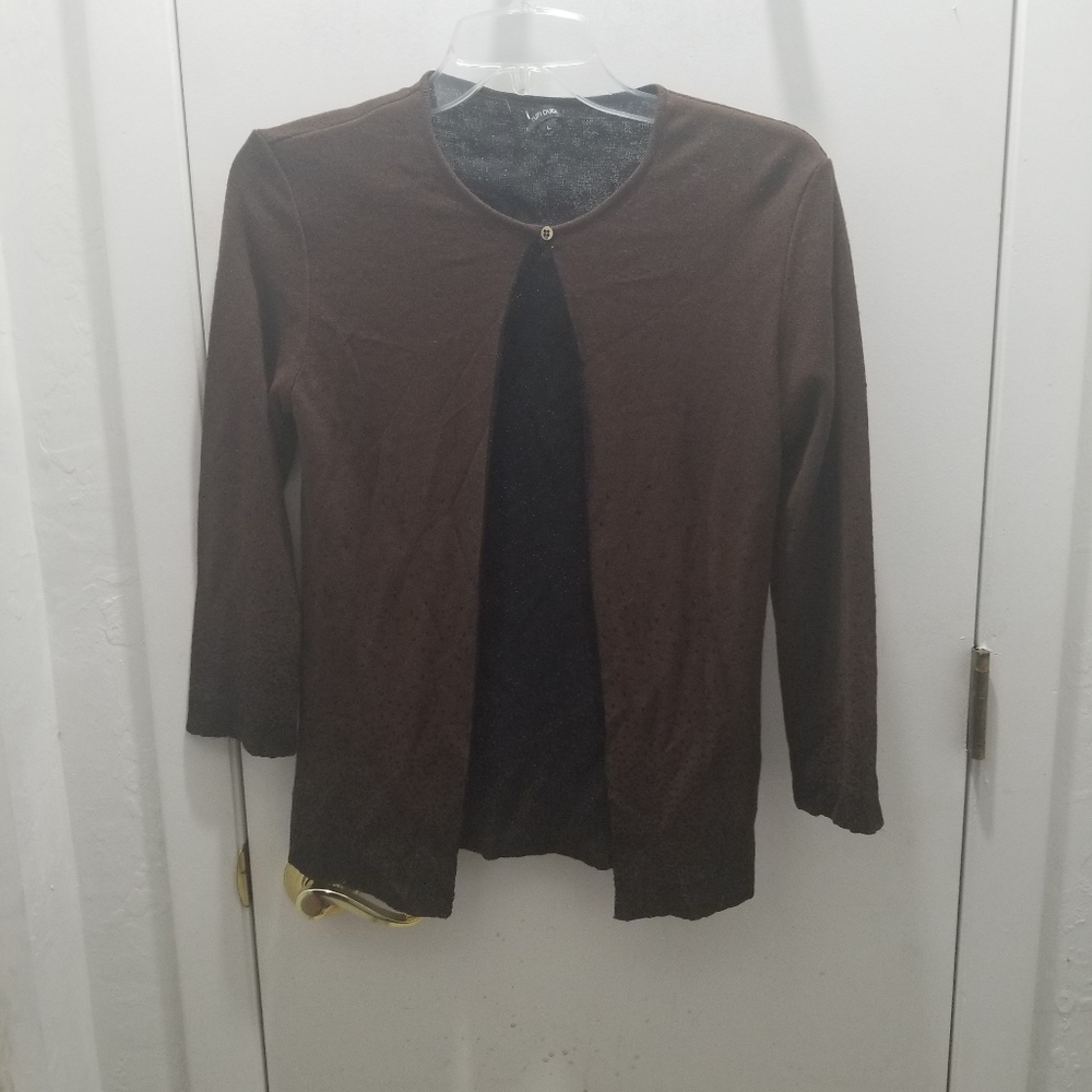 Tufi Duek Brown Black Cardigan Vintage Large